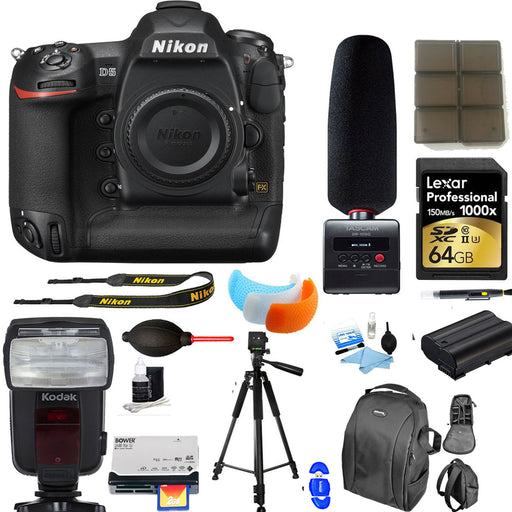 Nikon D5/D6 DSLR Camera (Body Only, Dual CF Slots)|Tascam DR-10SG Audio Recorder and Shotgun Microphone || 64GB Accessory Bundle