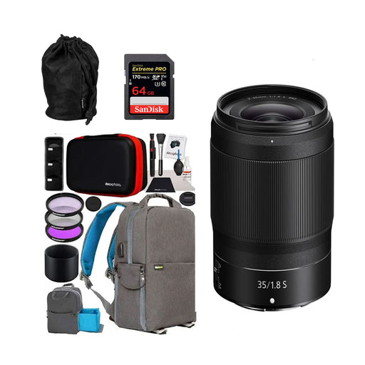 Nikon NIKKOR Z 35mm f/1.8 S Lens Professional bundle with Extreme Pro 64GB