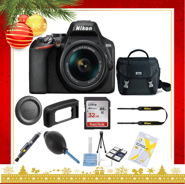 Nikon D3500 DSLR Camera with 18-55mm Lens |Nikon Case | Sandisk 32GB Memory Card |Cleaning Kit - Holiday Gift Special
