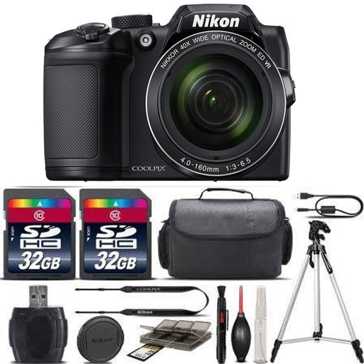 Nikon Coolpix B500 Digital 40x Optical Zoom Camera Black + 64GB Storage + Case