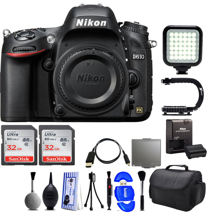 Nikon D600 DSLR Camera (Body Only) W/ 2x 32GB Memory Cards Bundle