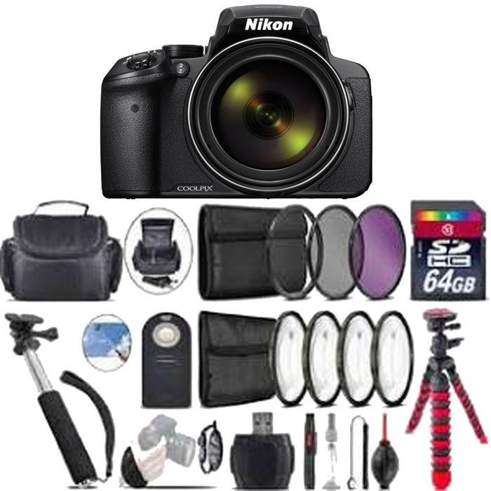 Nikon COOLPIX P900 Digital Camera 83x Optical Zoom Wi-Fi Black + 32GB  Bundle 