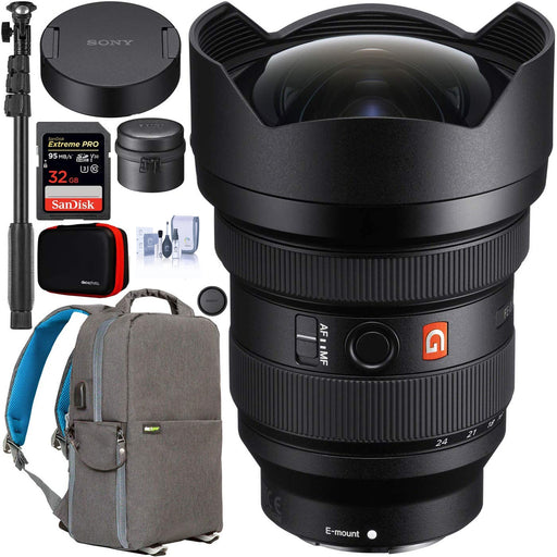 Sony FE 12-24mm f/4 G Lens with Photography Backpack - Monopod Stabilizer &amp; Accessory Bundle