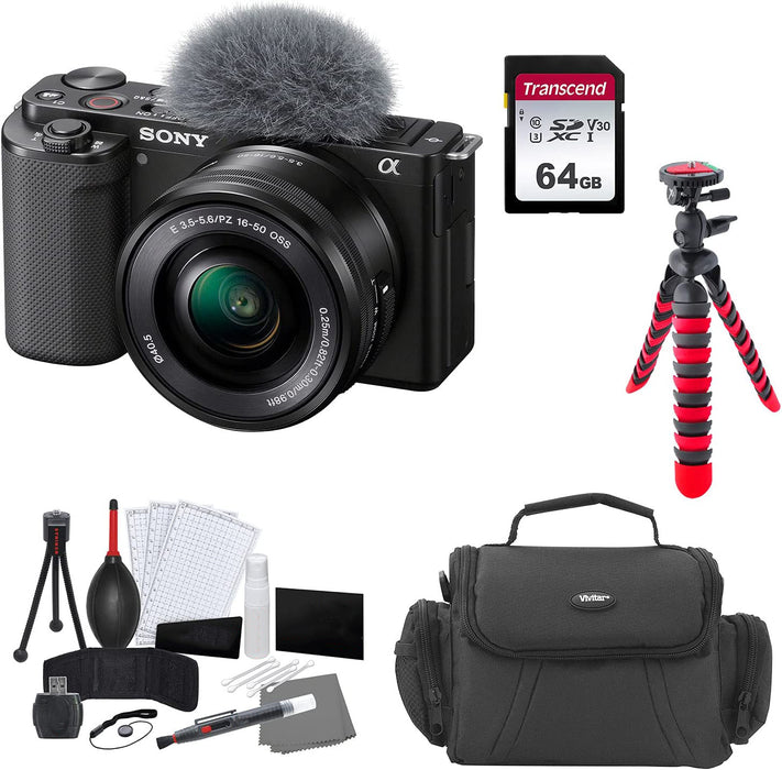 Sony Alpha ZV-E10 Mirrorless Camera with 16-50mm Lens (Black) - Deluxe  Accessory Bundle