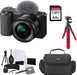 Sony Alpha ZV-E10 Mirrorless Camera with 16-50mm Lens (Black) with Transcend 64GB Memory Card Flexible Tripod Camera Bag Cleaning Kit Bundle