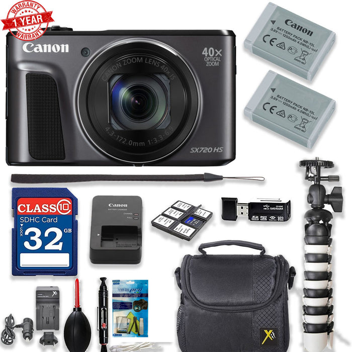 Canon PowerShot SX720 HS Digital Camera w/ 32GB|Extra Battery &amp; More Bundle