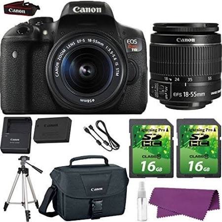 Canon EOS Rebel T6i/T800D DSLR Camera with 18-55mm Lens &amp; 2x 16GB Cards | Canon Case | Tripod | Cleaning Kit Package