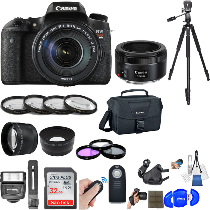 Canon EOS Rebel T6s DSLR Camera w/ 18-135mm &amp; EF 50mm Lens + Saver Bundle