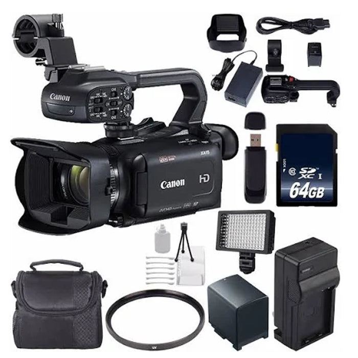 Canon XA11 Compact Full HD Camcorder with HDMI and Composite Output + 64GB Memory Card + BP-820 Replacement Lithium Ion Battery Bundle