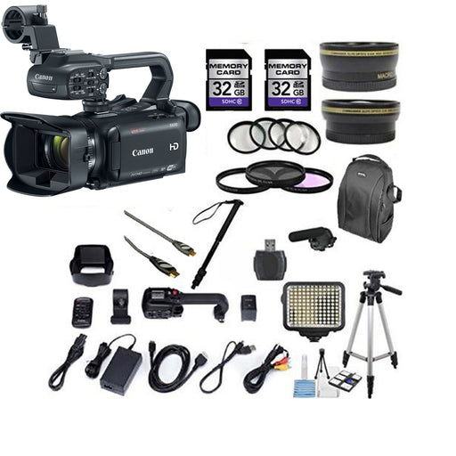 Canon XA30/15 Professional Camcorder with 10x Hd Video Exclusive Bundle with .43x Wide Angle Lens 2.2x Telephoto Led Light Tripod 2pcs 32gb High Speed Memory Cards