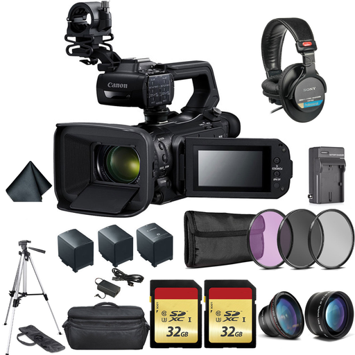 [USA] Canon XA50 Professional UHD 4K Camcorder Bundle with 2x Spare Batteries 2x 32GB Memory Cards Carrying Case Sony MDR 7506 Headphones