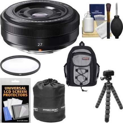 Fujifilm 27mm f/2.8 XF Lens with Backpack + Pouch + Tripod + Filter + Kit for X-A2, X-E1, X-E2, X-M1, X-T1, X-Pro1 Cameras
